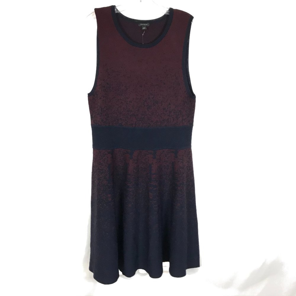 NWT Womens Size XL Ann Taylor Navy Burgundy Pixelated Ombre Knit Sweater Dress